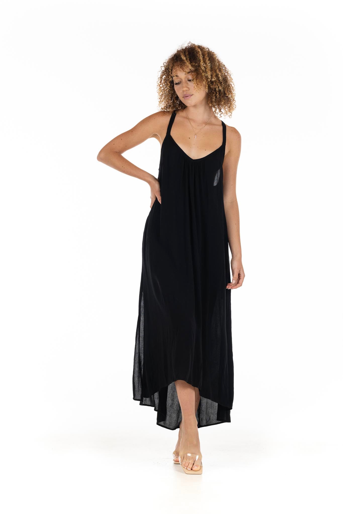 The Kailani Dress Midnight Silk Charmeuse Front