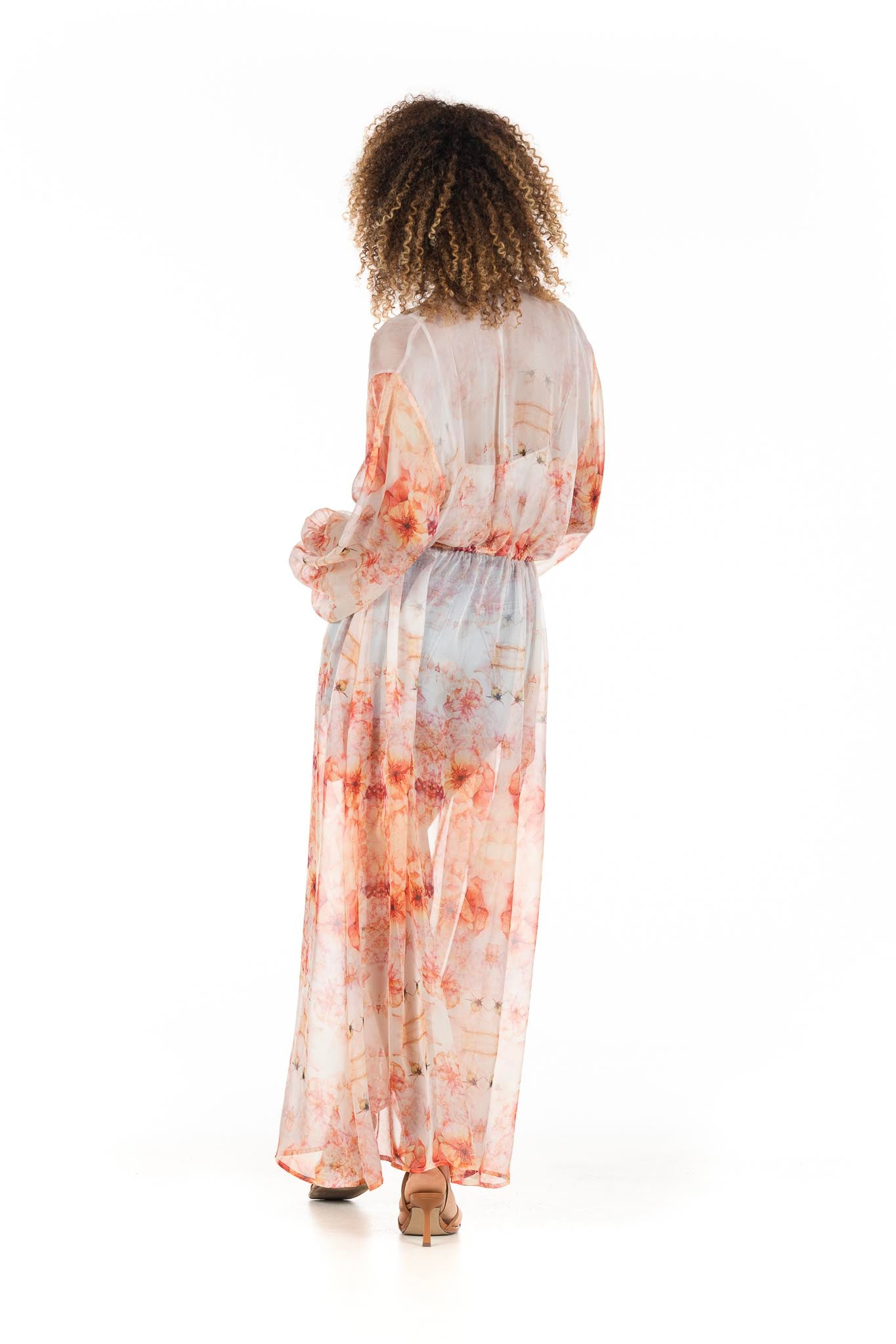 The Amalfi Kimono in Sunset Floral Back