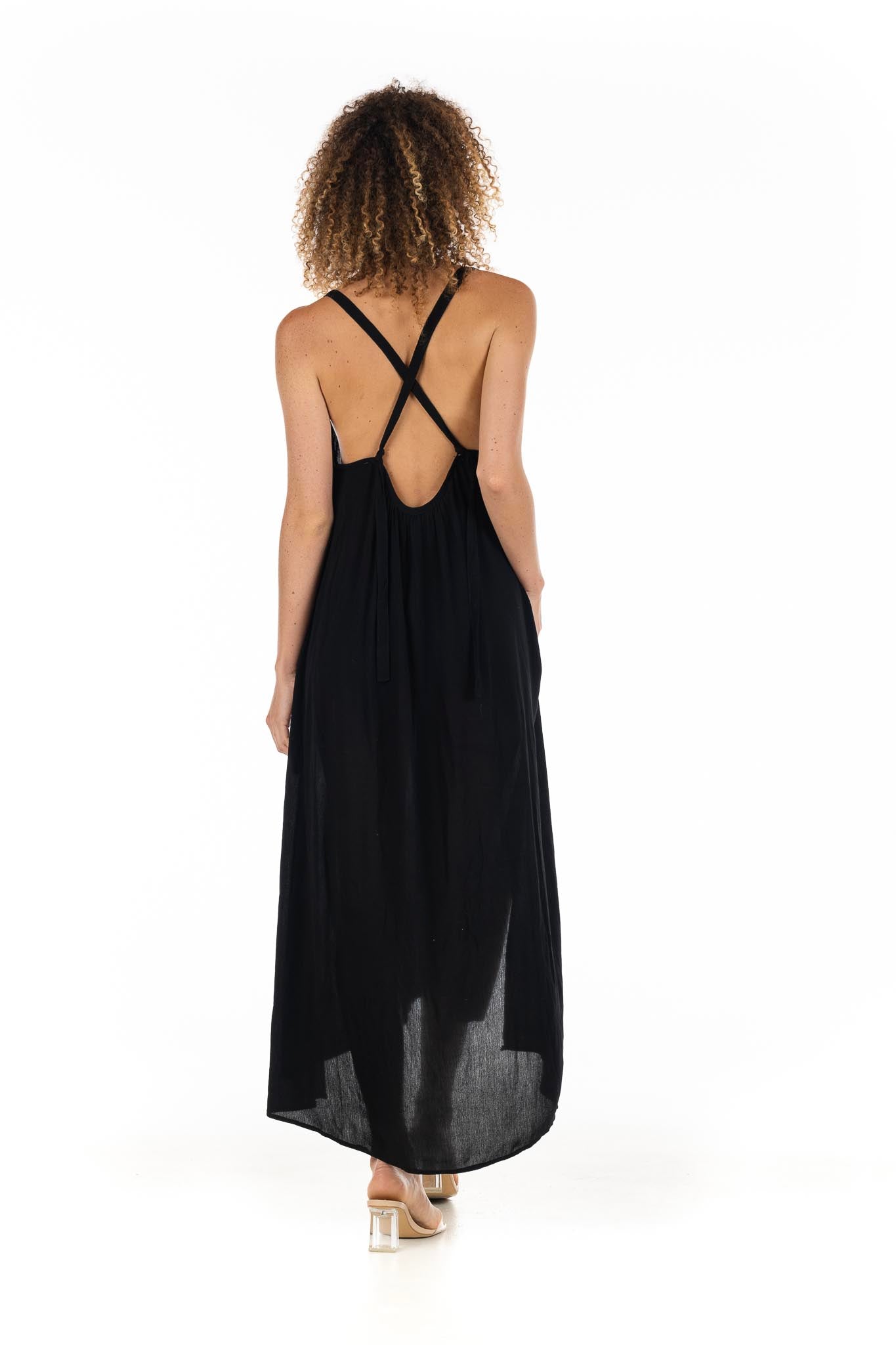 The Kailani Dress in Midnight Rayon Crepe Back