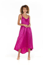 The Kailani Dress in Pink Sapphire Silk Front